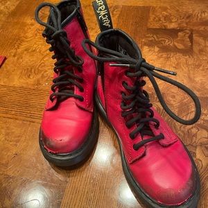 Unisex Red Leather Dr Martens Boots